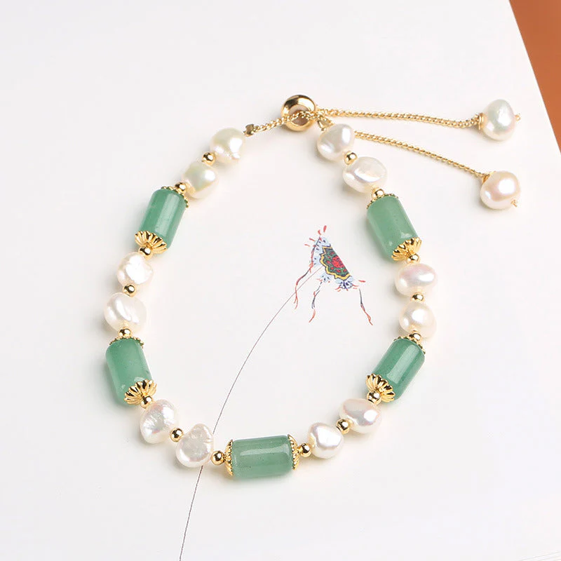 Green Aventurine Pearl Pink Crystal Luck Bracelet - Image 5
