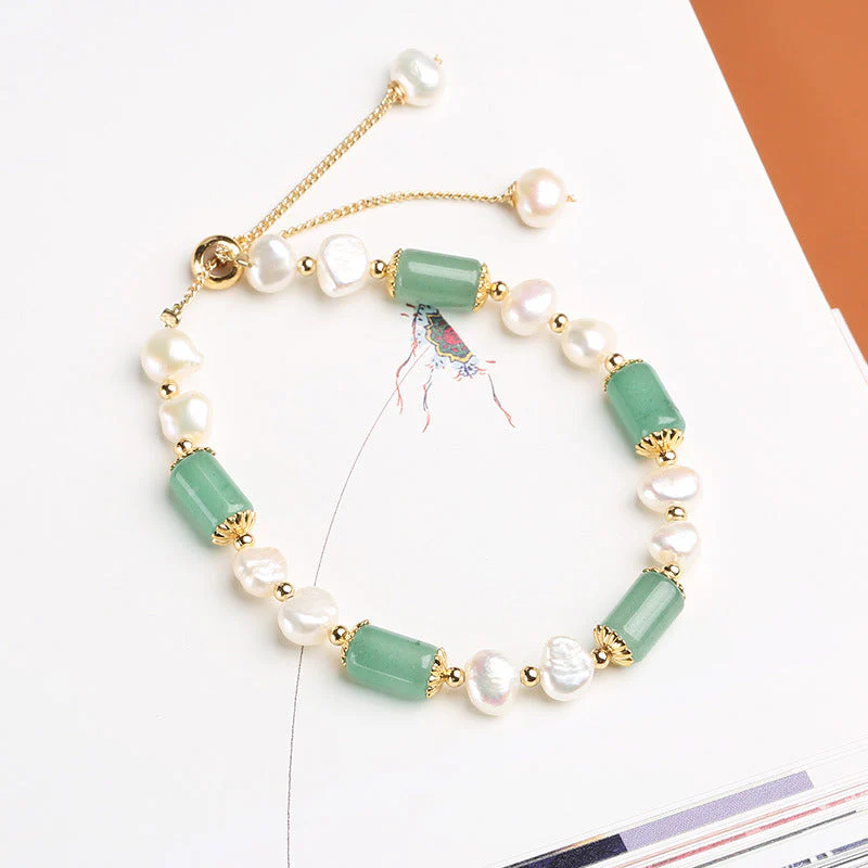 Green Aventurine Pearl Pink Crystal Luck Bracelet - Image 6