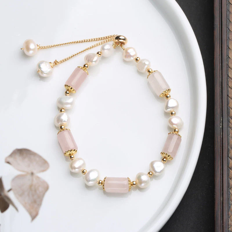 Green Aventurine Pearl Pink Crystal Luck Bracelet - Image 8