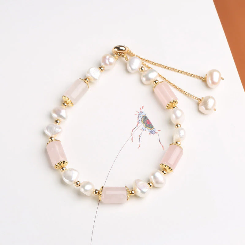Green Aventurine Pearl Pink Crystal Luck Bracelet - Image 9