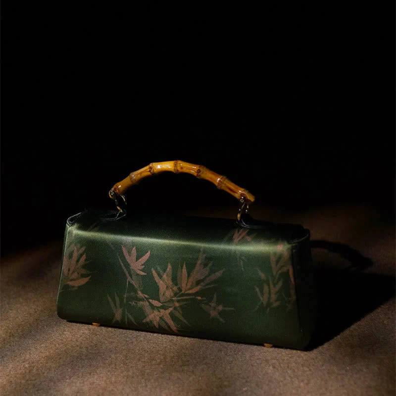 Green Bamboo Leaves Handbag with Metal Chain | Spiritual Accessory - Image 5