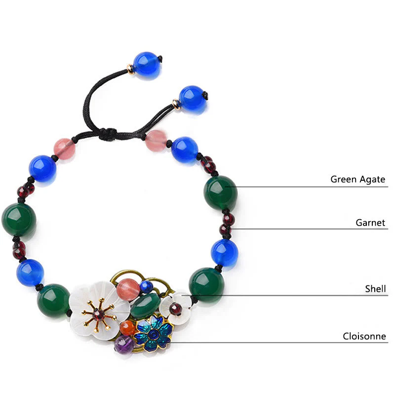 Green Agate Blue Agate Shell Flower Bracelet - Image 7