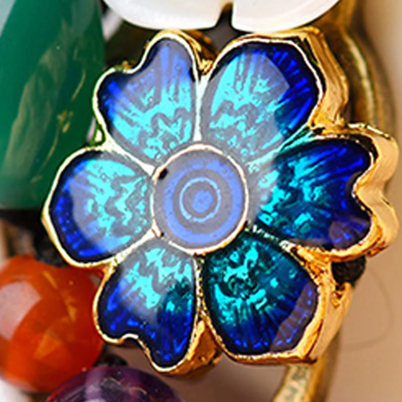 Green Agate Blue Agate Shell Flower Bracelet - Image 9