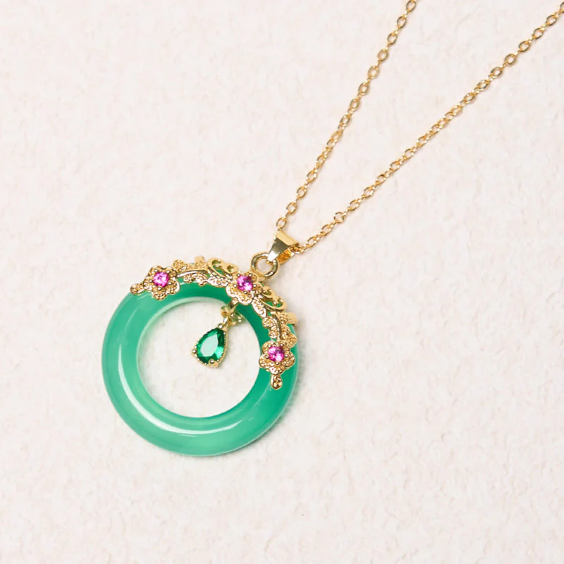 Green Chalcedony Peace Buckle Strength Necklace - Image 3