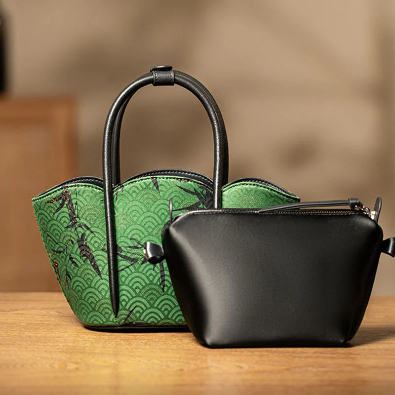 Green Curve Bamboo Spiritual Jewelry Crossbody Bag - Image 4