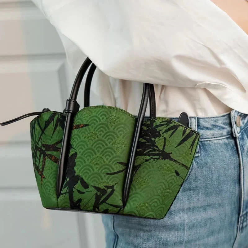 Green Curve Bamboo Spiritual Jewelry Crossbody Bag - Image 9