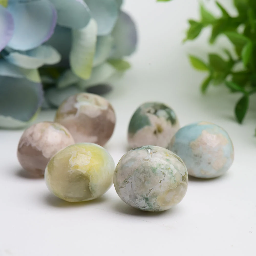 Green Flower Agate Tumbled Stones 0.1-1kg Polished Crystals - Image 5