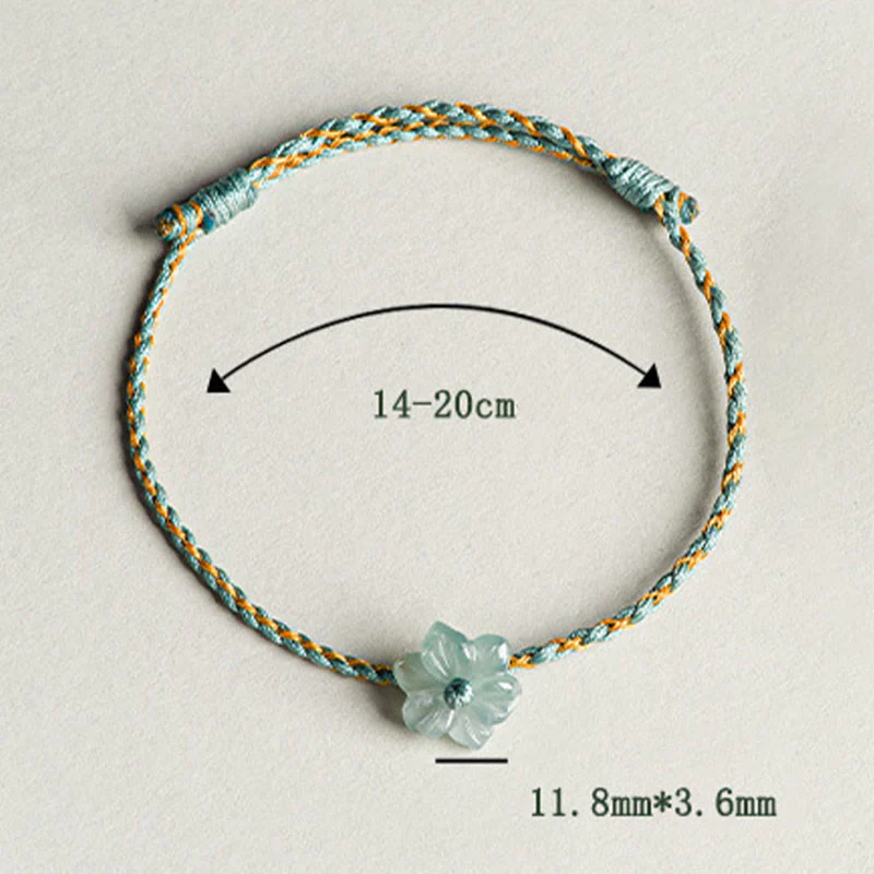 Green Jade Orchid Prosperity Bracelet with Braided String - Image 14