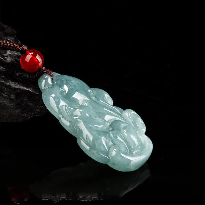 Green Jade Necklace with Nine Tailed Fox Pendant - Image 3