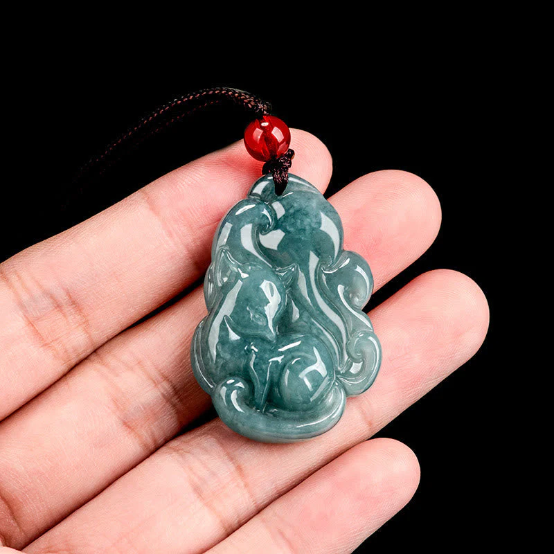 Green Jade Necklace with Nine Tailed Fox Pendant - Image 7