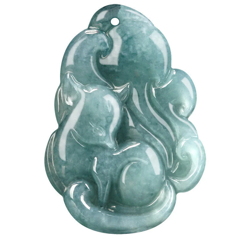 Green Jade Necklace with Nine Tailed Fox Pendant - Image 9