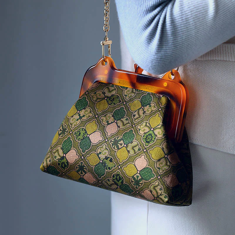 Green Leaves Crossbody Bag with Metal Chain | Spiritual Accessories - Image 10