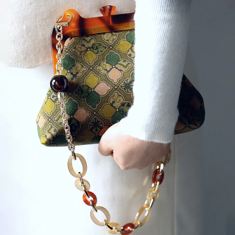 Green Leaves Crossbody Bag with Metal Chain | Spiritual Accessories - Image 11