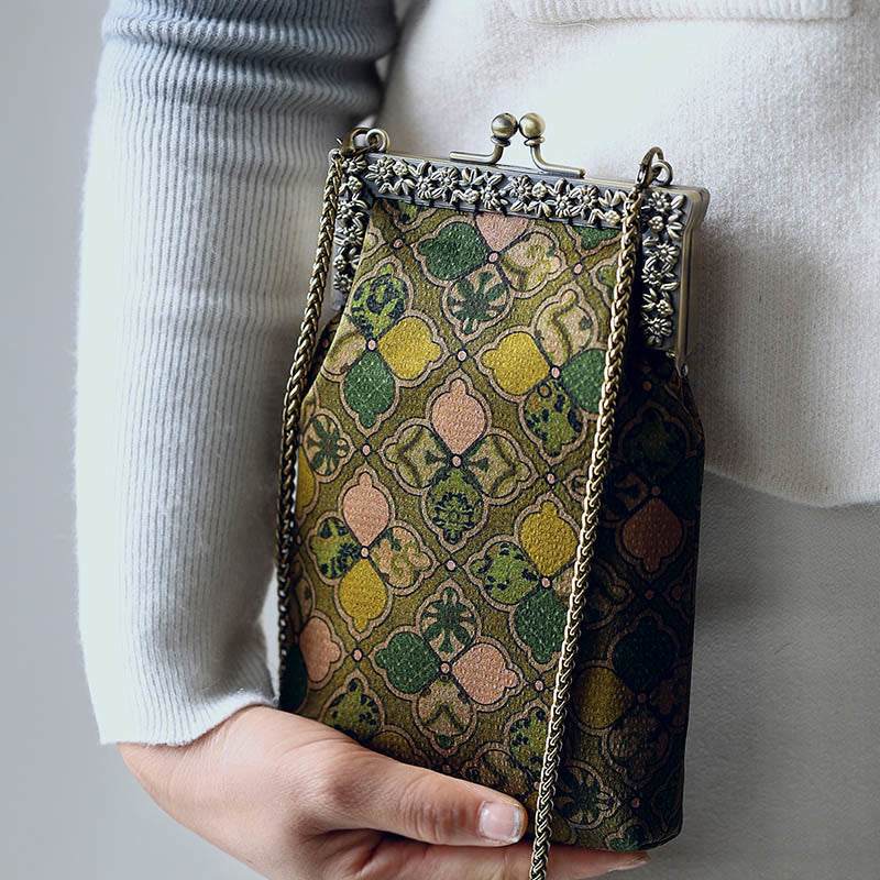 Green Leaves Crossbody Bag with Metal Chain | Spiritual Accessories - Image 5