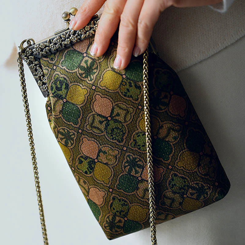 Green Leaves Crossbody Bag with Metal Chain | Spiritual Accessories - Image 6