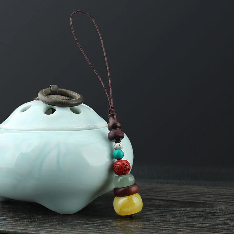 Spiritual Green Sandalwood Ebony Wood Phone Hanging Decoration - Image 11