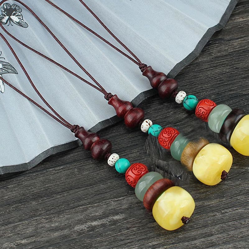 Spiritual Green Sandalwood Ebony Wood Phone Hanging Decoration - Image 12