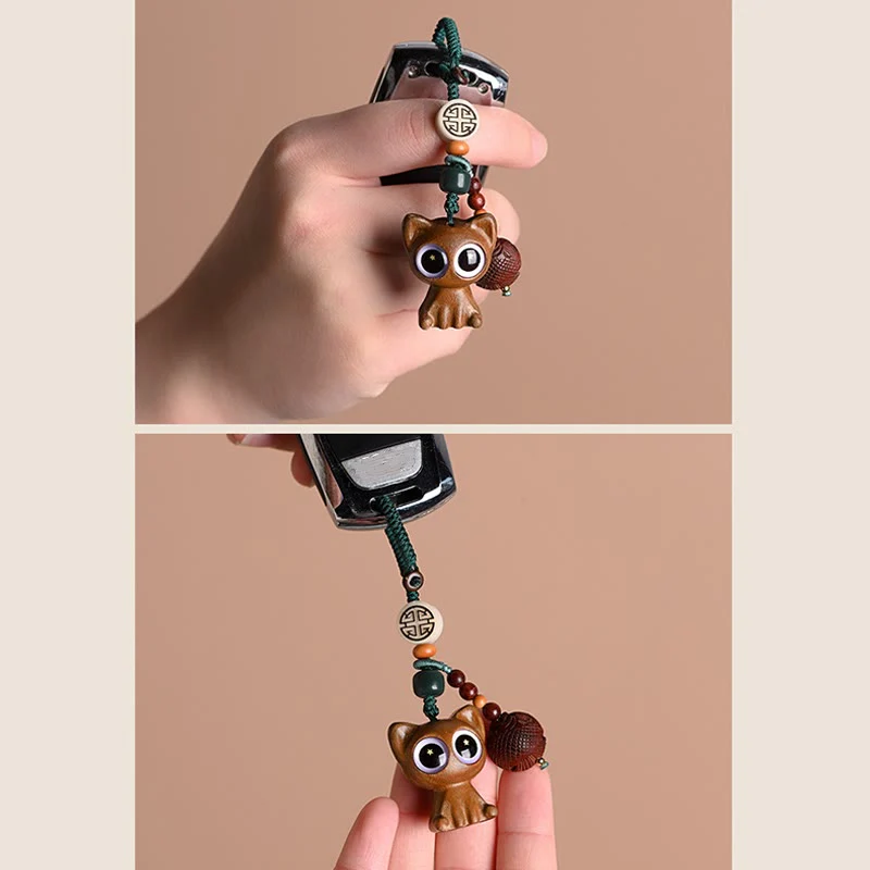 Green Sandalwood Koi Fish Lucky Cat Key Chain Decoration - Image 24