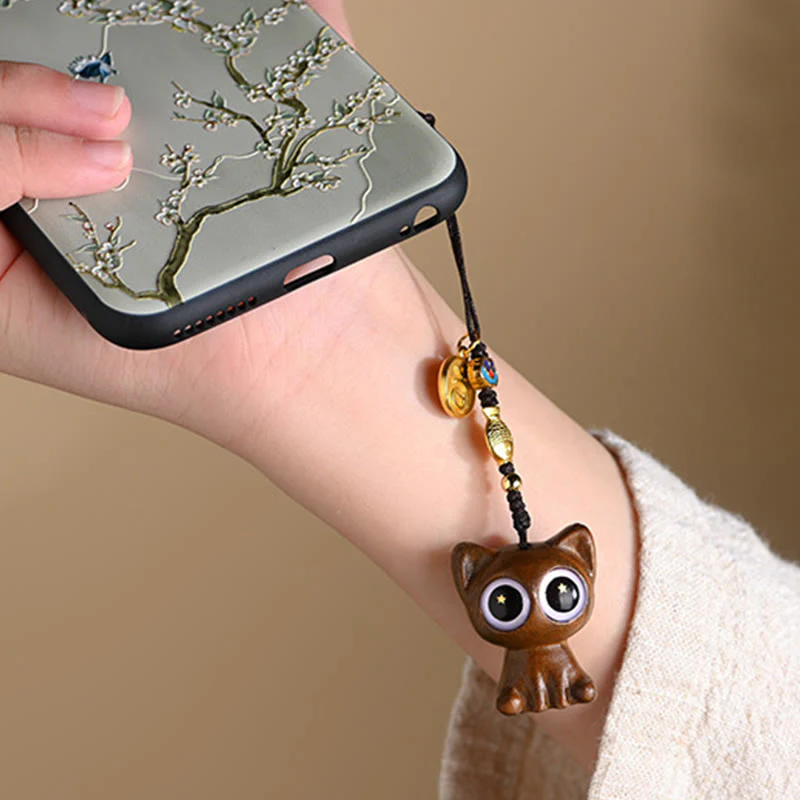 Green Sandalwood Koi Fish Lucky Cat Key Chain Decoration - Image 5