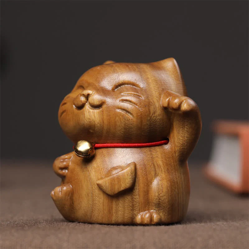 Green Sandalwood Lucky Cat Decoration 4.5cm Peace Charm - Image 10