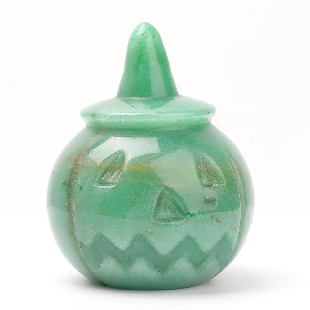 Hand Carved Gemstone Pumpkin Figurine 2" for Halloween Decor - Image 7
