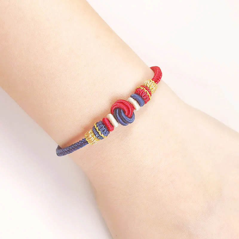 Handcrafted Two-Color Peace Knot Red String Bracelet - Image 3