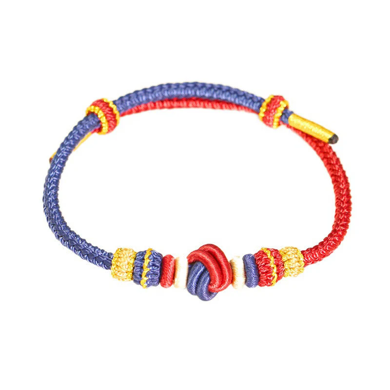 Handcrafted Two-Color Peace Knot Red String Bracelet - Image 4