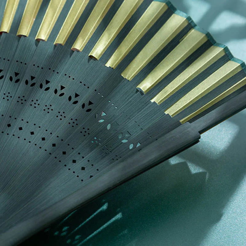 Handheld Gradient Bamboo Folding Fan for Spiritual Decor - Image 4
