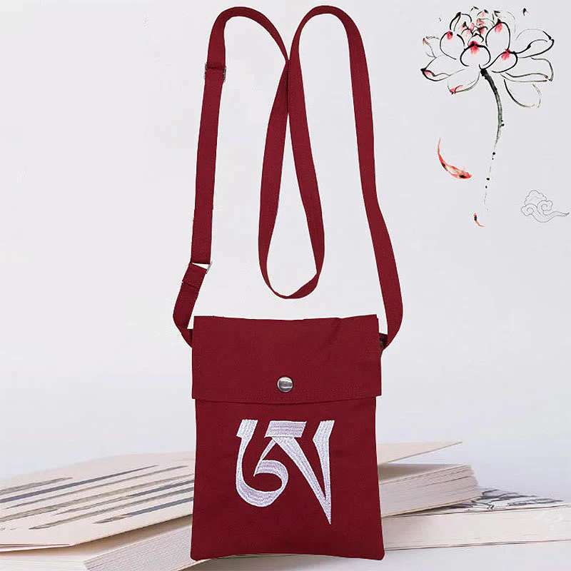 Handmade OM Mantra Cotton Yoga Crossbody Bag - Image 3