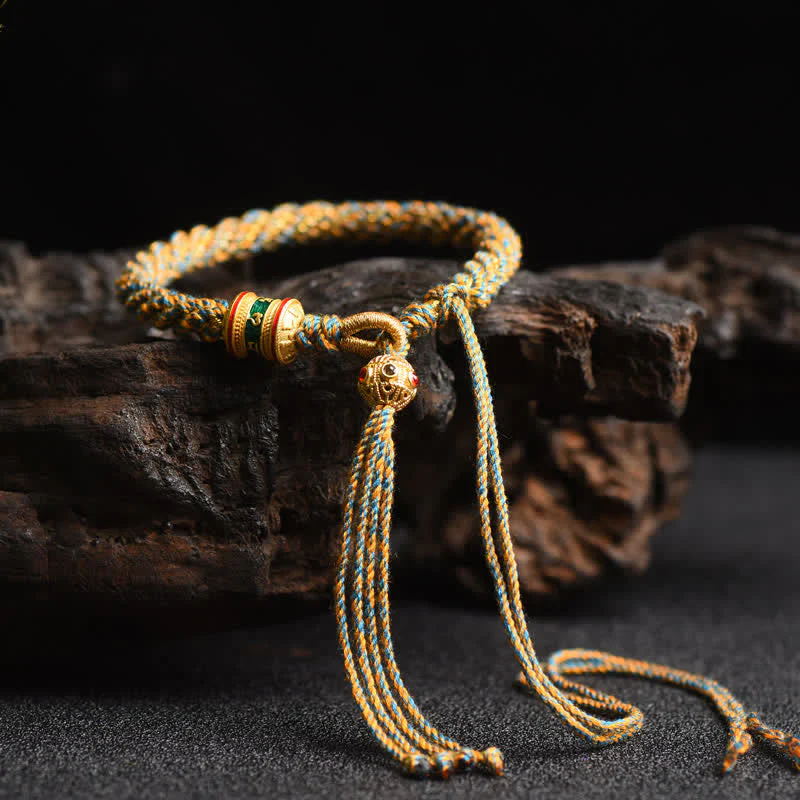 Handmade Tibetan Red String Luck Prayer Wheel Bracelet - Image 11