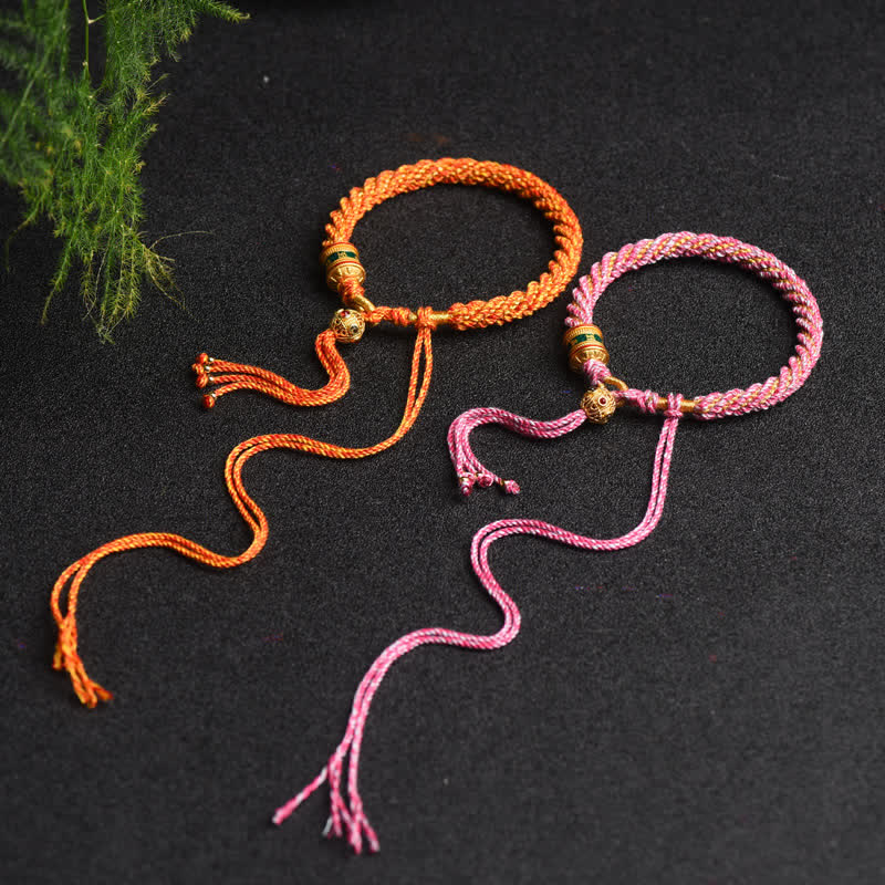 Handmade Tibetan Red String Luck Prayer Wheel Bracelet - Image 13