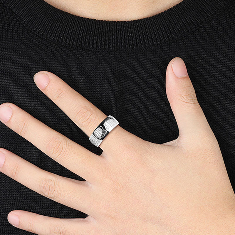 Heart Sutra Titanium Steel Lucky Ring | Spiritual Awakening - Image 3