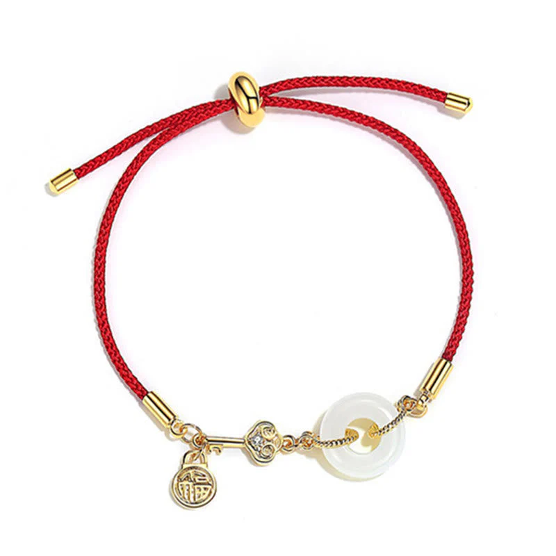 Hetian Jade 18K Gold Peace Buckle Luck Bracelet Classic - Image 14