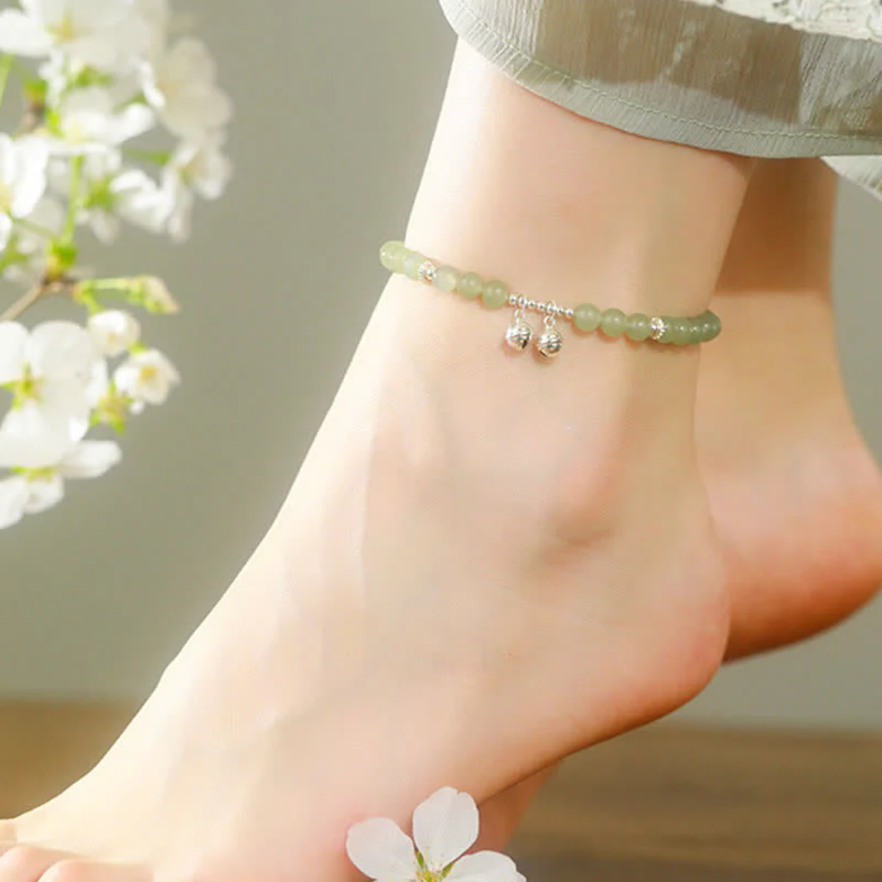 6mm Hetian Jade Prosperity Bell Charm Anklet for Spiritual Growth - Image 2