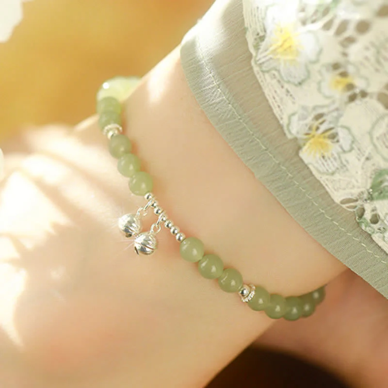 6mm Hetian Jade Prosperity Bell Charm Anklet for Spiritual Growth - Image 4
