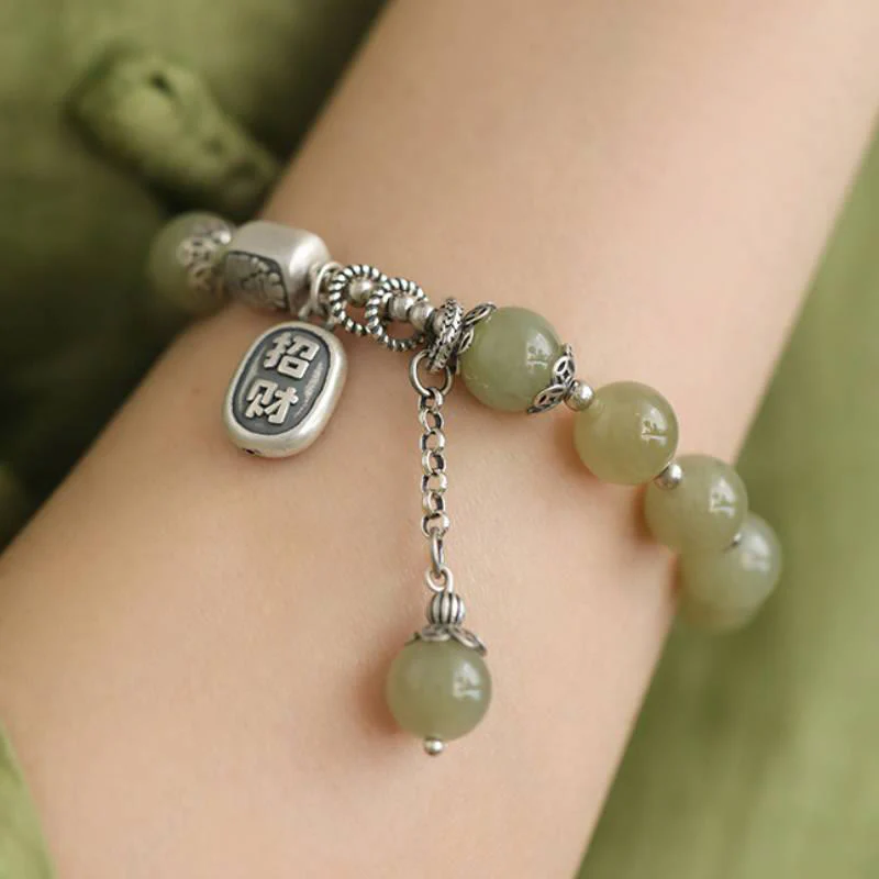 8mm Hetian Jade Luck Bracelet for Prosperity & Protection - Image 2