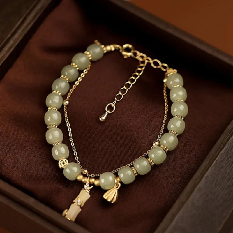 Hetian Jade Lotus Charm Bracelet for Prosperity & Growth - Image 3