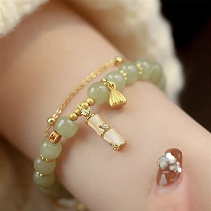 Hetian Jade Lotus Charm Bracelet for Prosperity & Growth - Image 4