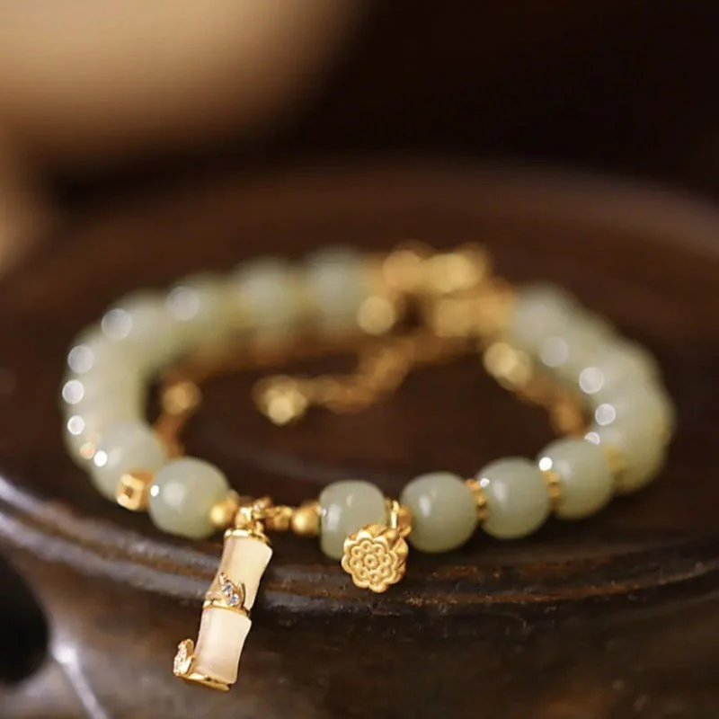 Hetian Jade Lotus Charm Bracelet for Prosperity & Growth - Image 5