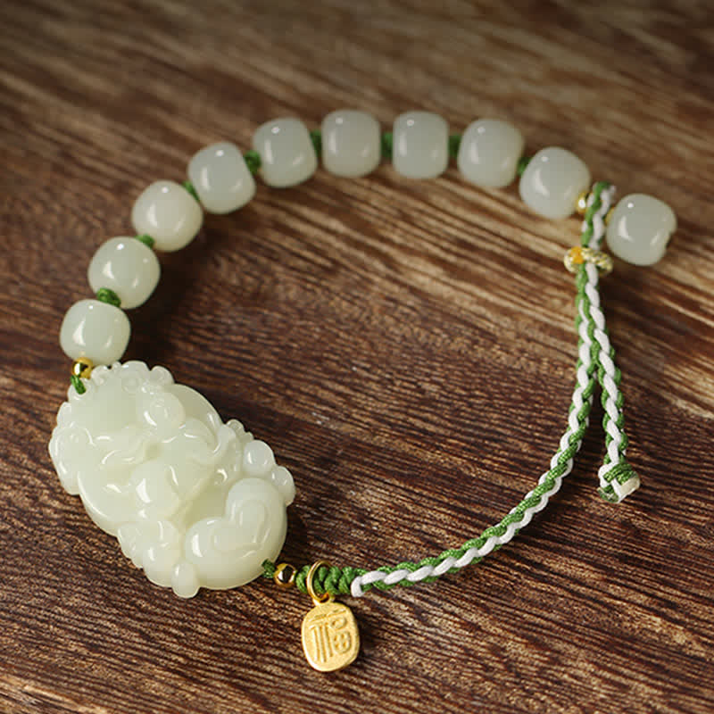Hetian Jade Luck Bracelet | 925 Sterling Silver String - Image 2