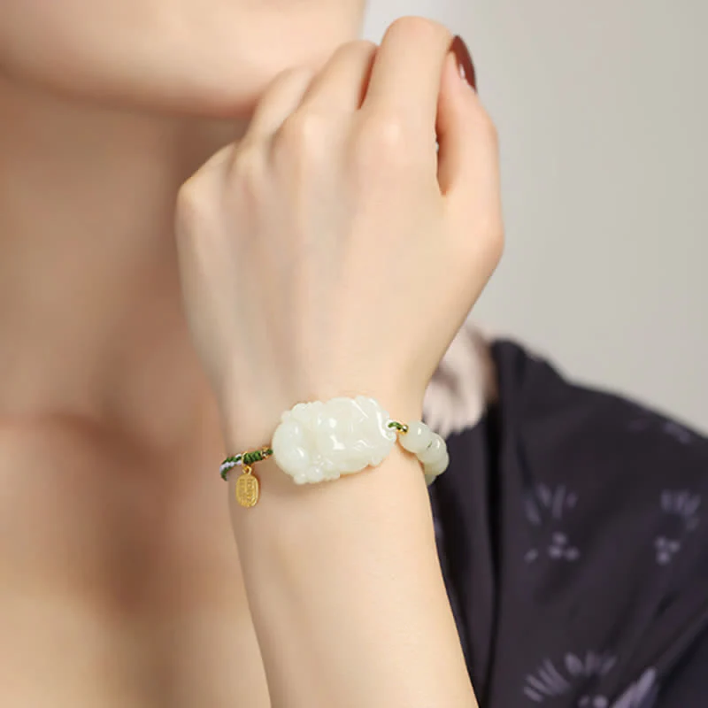 Hetian Jade Luck Bracelet | 925 Sterling Silver String - Image 6