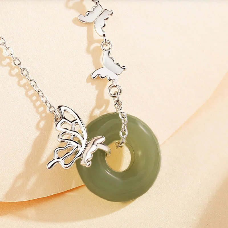 14-17cm Hetian Jade Peace Buckle Butterfly Bracelet & Necklace - Image 2
