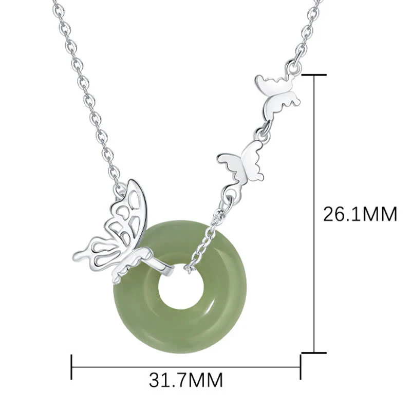 14-17cm Hetian Jade Peace Buckle Butterfly Bracelet & Necklace - Image 4