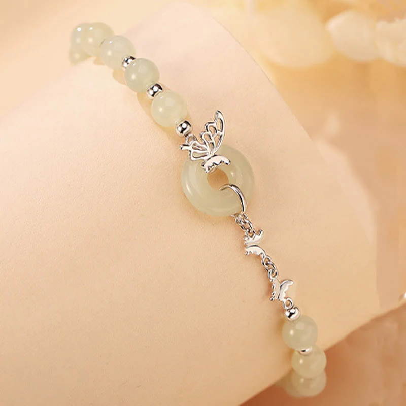14-17cm Hetian Jade Peace Buckle Butterfly Bracelet & Necklace - Image 7