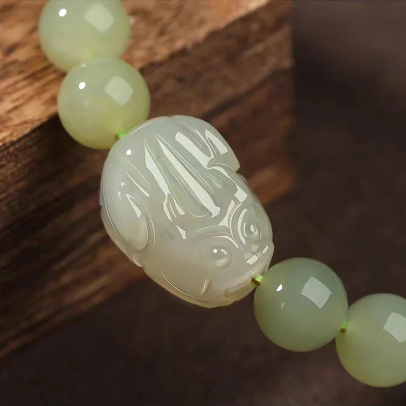 8mm Hetian Jade PiXiu Luck Bracelet for Prosperity & Protection - Image 10