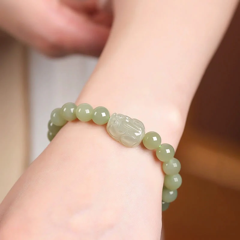 8mm Hetian Jade PiXiu Luck Bracelet for Prosperity & Protection - Image 5