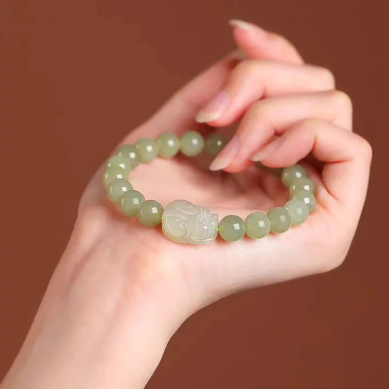 8mm Hetian Jade PiXiu Luck Bracelet for Prosperity & Protection - Image 7