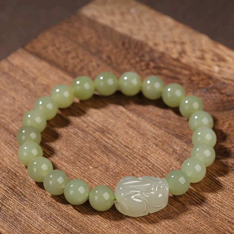8mm Hetian Jade PiXiu Luck Bracelet for Prosperity & Protection - Image 9