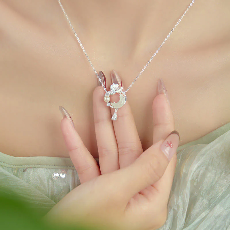 Hetian Jade 925 Silver Lotus Pendant Necklace for Protection - Image 3