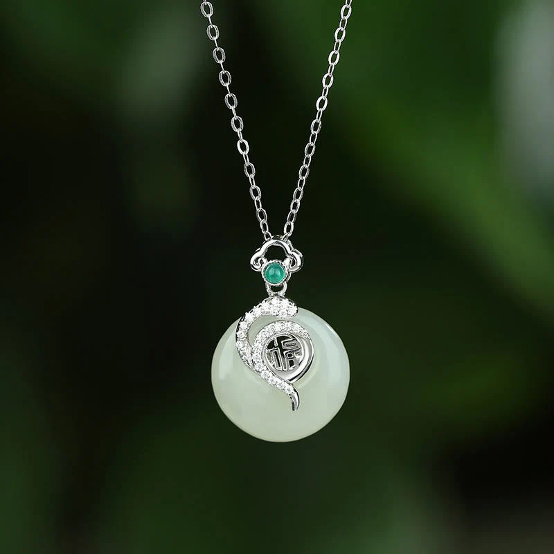 Hetian Jade Peace Buckle Snake Necklace